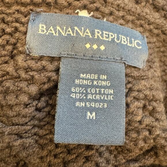 Vintage Banana Republic Brown Cable Knit Turtleneck Sweater Made in Hong Kong M - Picture 8 of 10